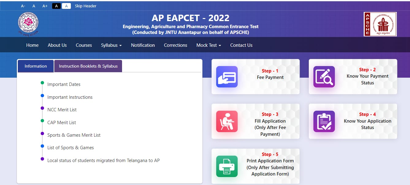 Ap Eamcet Application Form Eapcet Registration Direct Link Sche