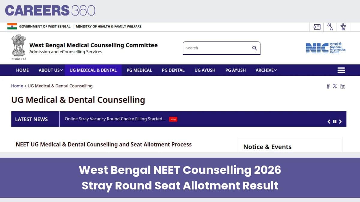 WB NEET Counselling 2026 Stray Round Seat Allotment Result (October 23): Direct Link