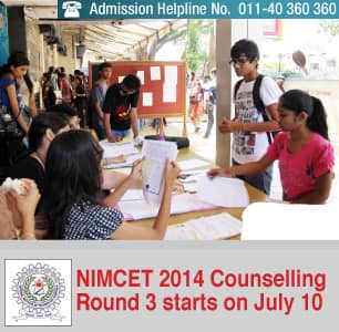 NIMCET 2014 Counselling Round 3 starts on July 10