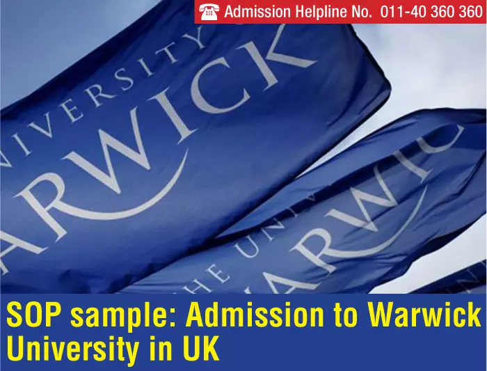 SOP sample: Admission to Warwick University in UK