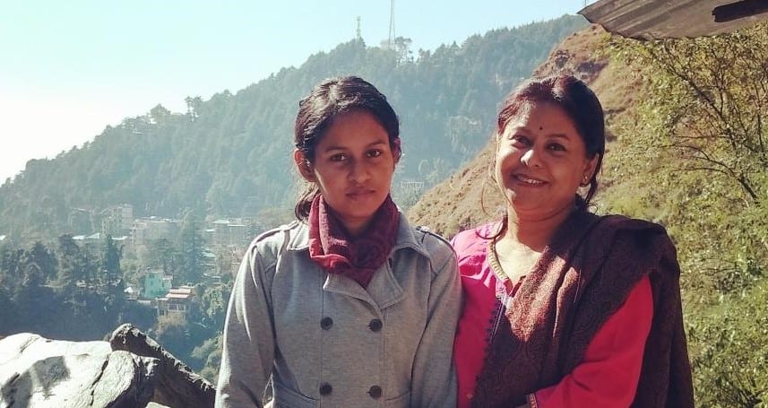 Poulami Mazumdar and her mother at Lumding, Assam