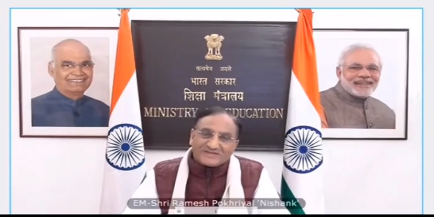 Education Minister Ramesh Pokhriyal ‘Nishank’ during live interaction with students and parents