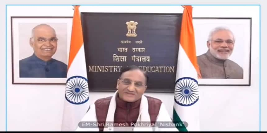 Education Minister Ramesh Pokhriyal ‘Nishank’ during live interaction with students and parents