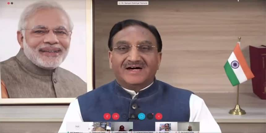 Union HRD Minister Ramesh Pokhriyal 'Nishank' during his webinar