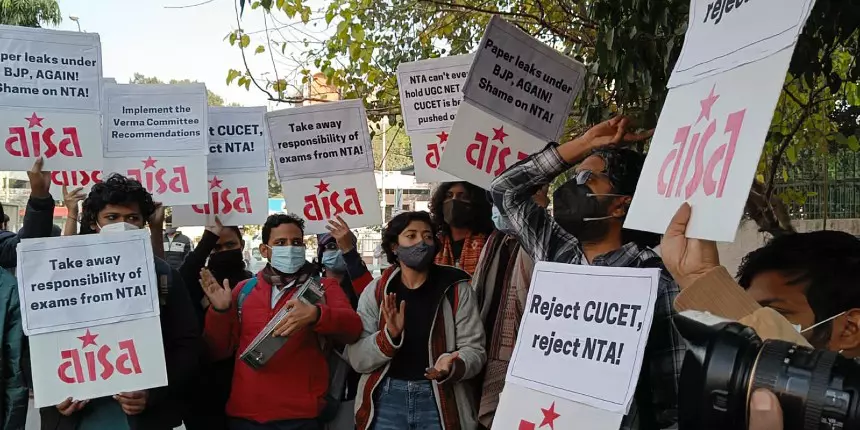 UGC NET Hindi paper leak 2021: AISA protest at UGC headquarters
