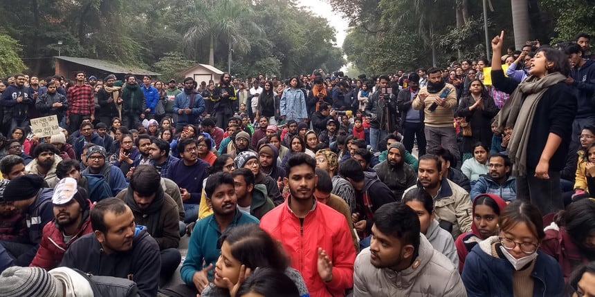 JNU university Attack: JNU students protesting in front of the main gate a day after the attack