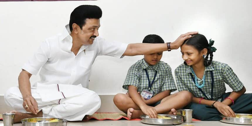 MK Stalin with school students (Source: Official Twitter Account/@MK Stalin)