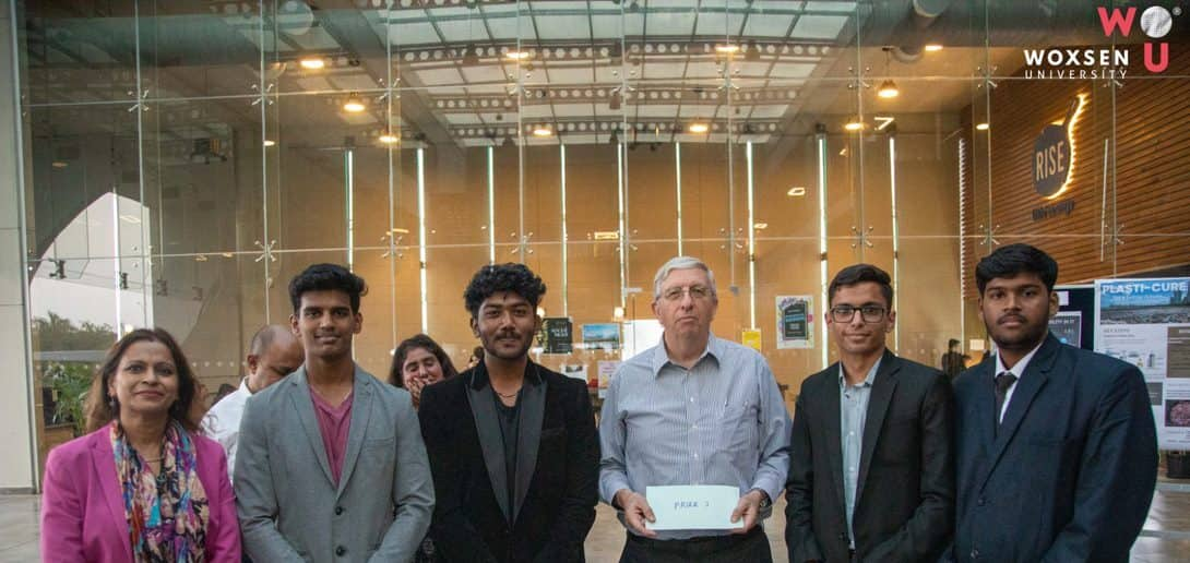 Carlos Scheel with winners of the James Stoner sustainability competition at  Woxsen University. (Picture: Press Release)