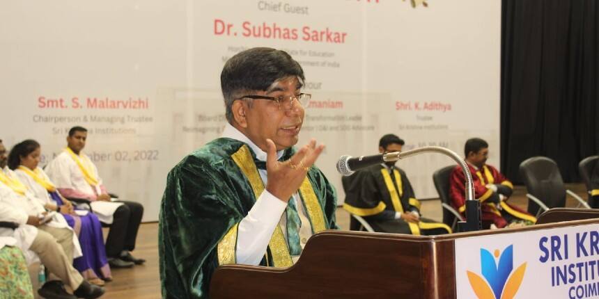 Subhas Sarkar addressing 33rd convocation ceremony of Sri Krishna College of Engineering and Technology (Image/Twitter/@pibchennai)