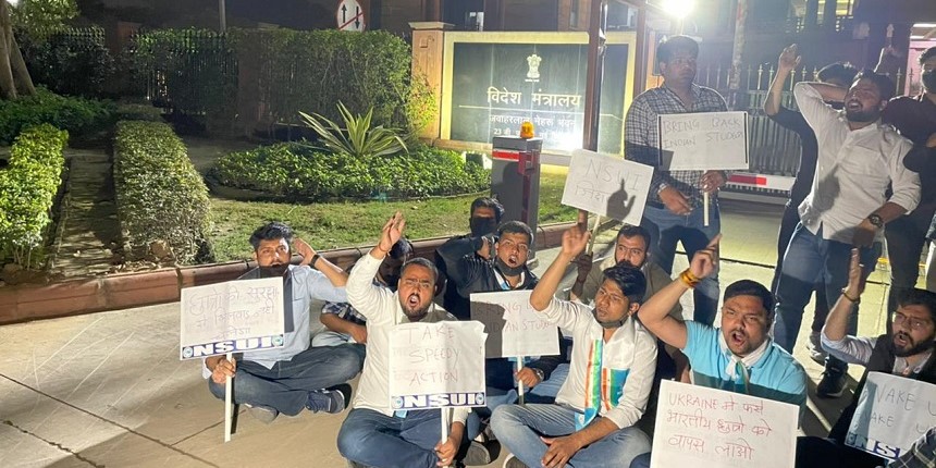 NSUI protest (Source: Official Twitter Account of NSUI)