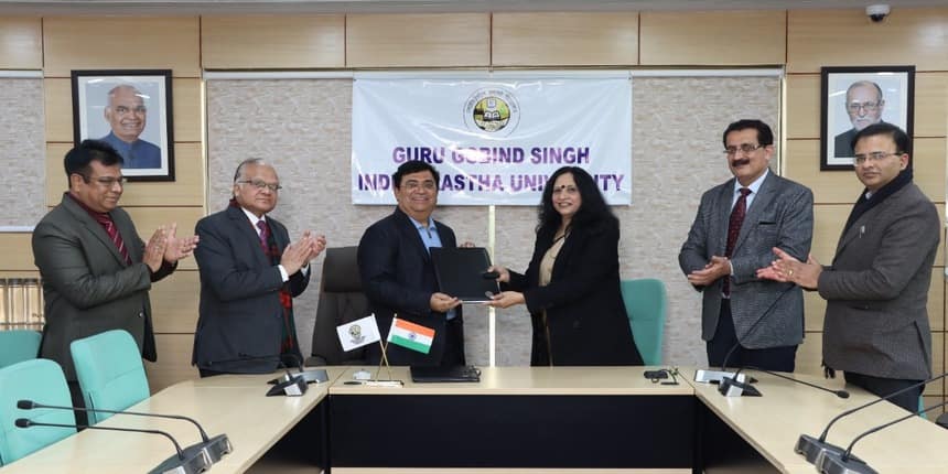 IP University and Ambedkar University signed and exchanged agreement to jointly develop training, certification programmes (image source: IP University)