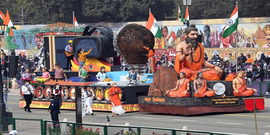 India Republic Day 2022: Education ministry's tableau on NEP 2020 won the best tableau award in central ministry, department category (image source: Education minister Dharmendra Pradhan official Twitter)
