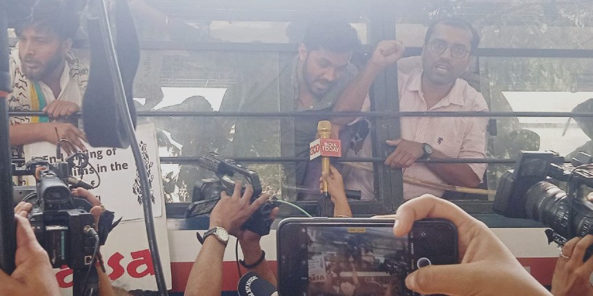 20 AISA members were detained by police for protesting outside Sardar Patel Bhawan