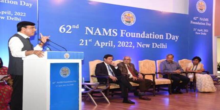 Mansukh Mandaviya, Union minister for health and family welfare speaking at 62nd foundation day event of the National Academy of Medical Sciences (NAMS) (image source: Ministry of health and family welfare)