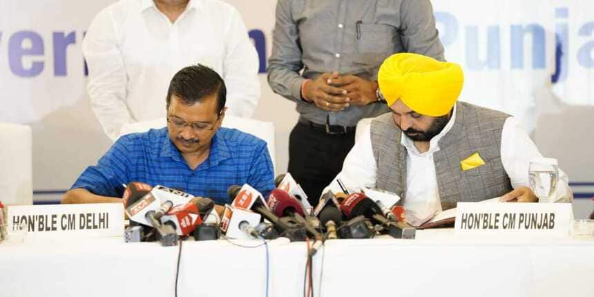 Delhi CM Arvind Kejriwal and Punjab CM Bhagwant Singh Mann (image source: Arvind Kejriwal Official Twitter)