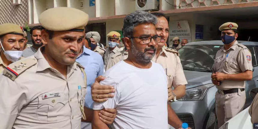 DU teacher Ratan Lal produced before the court on Saturday evening. (Picture Source: PTI)
