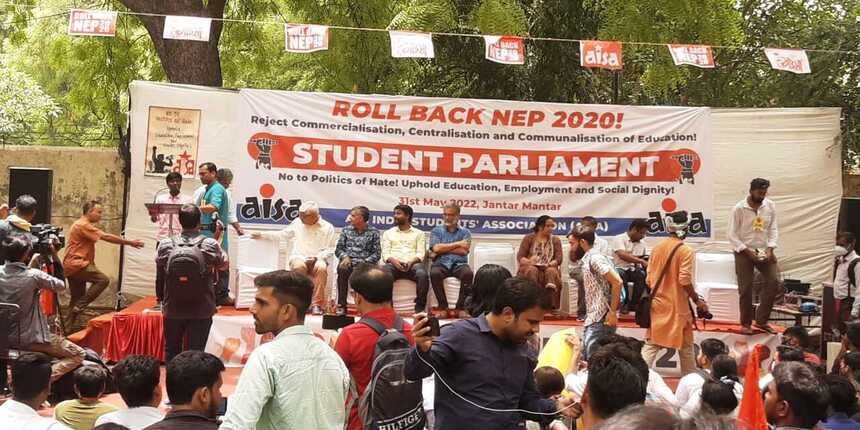 AISA student parliament at Jantar Mantar (Image: AISA)