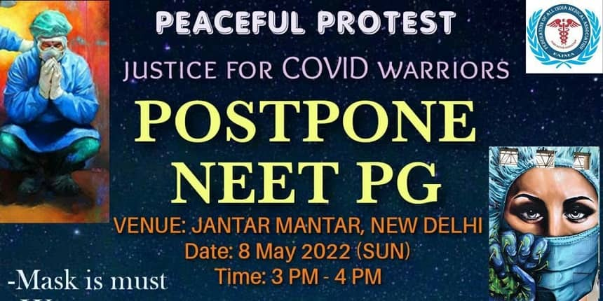 Postpone NEET PG 2022 protest banner (Source: Official Twitter Account/Dr Rakesh Bagdi)