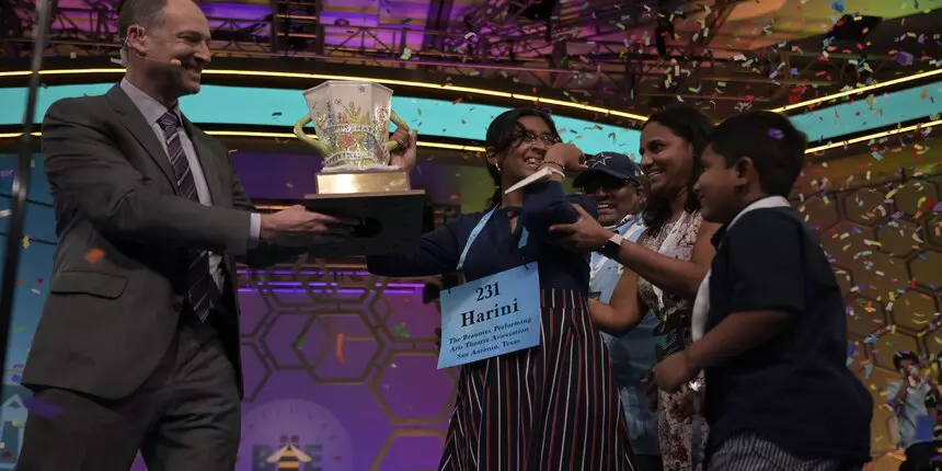 Scripps National Spelling Bee 2022 won by Harini Logan, a 14-year-old Indian-American eighth-grader from Texas. (Image: Twitter)
