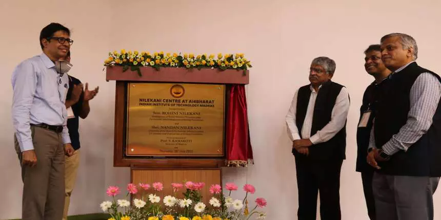 Nandan Nilekani and V Kamakoti, director of IIT Madras at launch of Nilekani Centre at AI4Bharat set up at IIT Madras (Image: IITM)