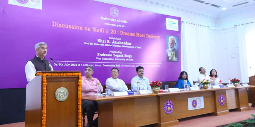 External affairs minister S Jaishankar speaking at Delhi University (Image: University of Delhi)