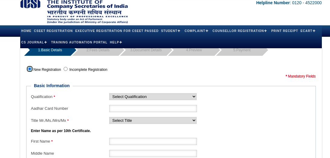 ICSI CSEET 2023 registration window (Image: ICSI official website)