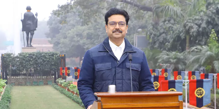 DU VC Yogesh Singh addressing the Republic Day 2023 event. (Image: Official)