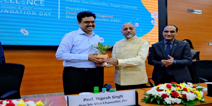 Delhi University VC Yogesh Singh was the chief guest on foundation day of DSEU. (Image: Press Release)