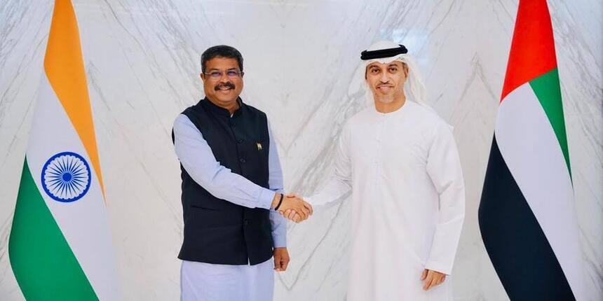 India's and the UAE's education minister sign an agreement aimed at strengthening educational cooperation. (Image: Official X account/Education ministry)