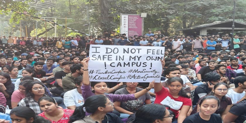 Students are demanding a serious probe into the case and strict action towards the safety of students on campus. (Image Source: Piyush Rai Twitter)