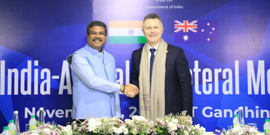 Dharmendra Pradhan and Jason Clare, education ministers of India and Australia at the Australia-India Education and Skills Council meeting. (Photo credit: X/Dharmendra Pradhan)