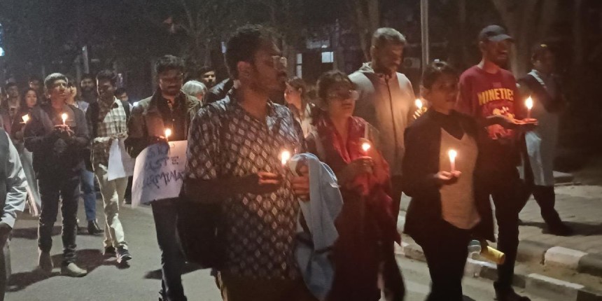 Protest march against IIT Bombay student's death. (Image: Twitter/@MayukhDuke)