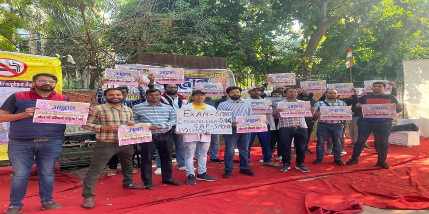 FAIMA protests at Jantar Mantar demanding NEET PG 2023 exam postponement (Source: FAIMA)