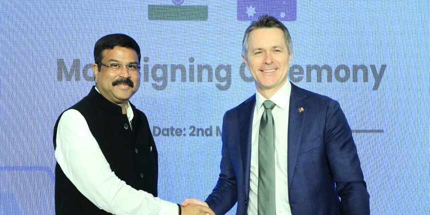 Dharmendra Pradhan and Jason Clare at the bilateral meeting. (PIcture: Official Twitter)
