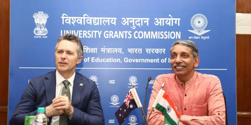 UGC Chairman, Mamidala Jagadesh Kumar and  Australian education minister, Jason Clare. (Picture: Official Twitter)