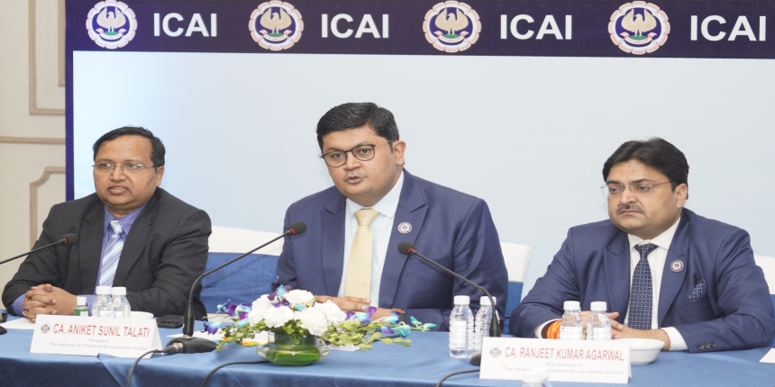 New CA syllabus for Foundation, Intermediate and Final levels emphasis skill-based learning. ICAI president Aniket Talati (centre) (Image: ICAI)