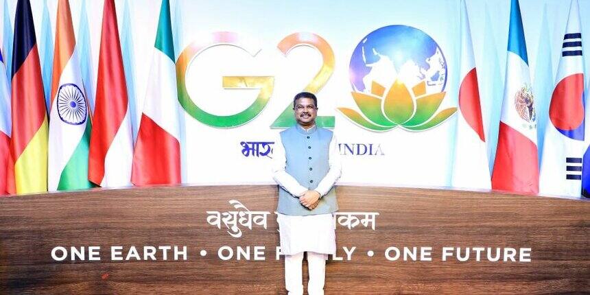 Union Education Minister Dharmendra Pradhan at G20 Education Working Group. (Picture: Official website)