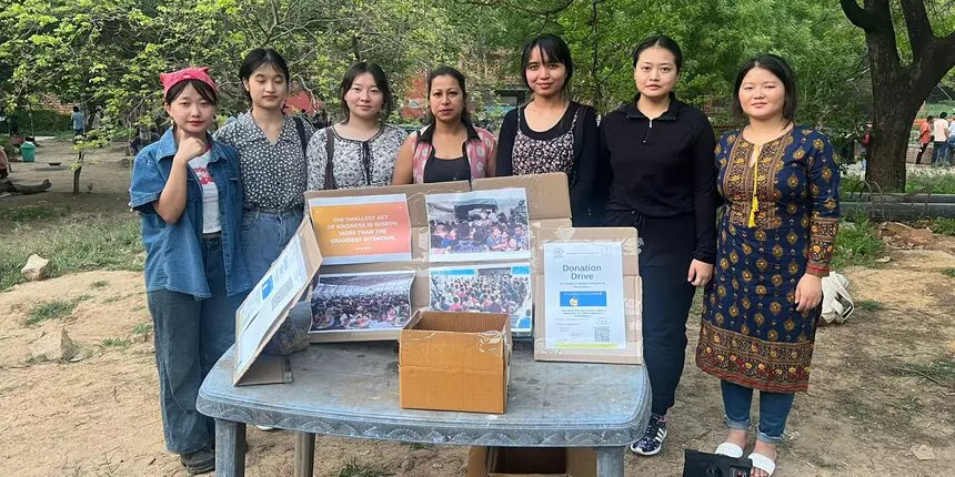 Students from Meitei and Kuki communities at JNU organise donation drive. (Picture: Twitter- @/vishuadhana08)