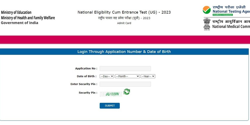 NEET admit card 2023 hall ticket direct link, neet.nta.nic.in links are missing (Source: cnr.nic.in page)