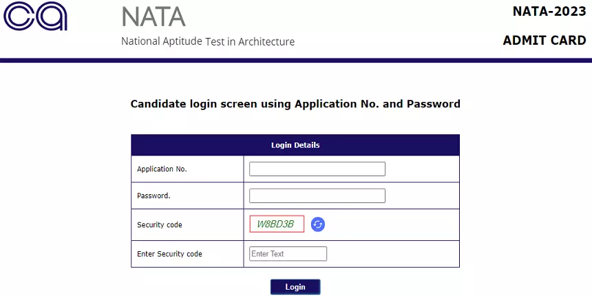 NATA admit card 2023 download link is active now, (Image: CoA NATA official website)