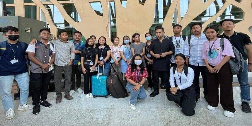 Tripura students stranded in Manipur returned home. (Picture: Official Twitter- @/PradyotManikya)