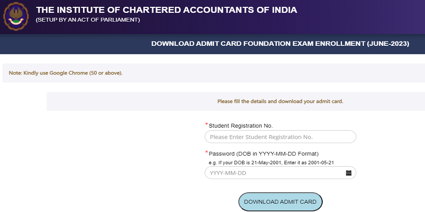 ICAI CA Foundation admit card 2023 out for June exam at icai.org; download link