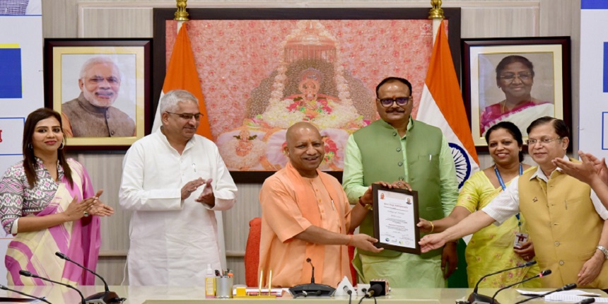 UP CM Yogi Adityanath signs agreement to set up 2 medical colleges in Mau and Shamli in PPP mode. (Image: Official)