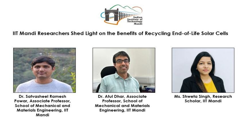 IIT Mandi researchers develop solutions for effective recycling of solar cells (Image Source: Official website)