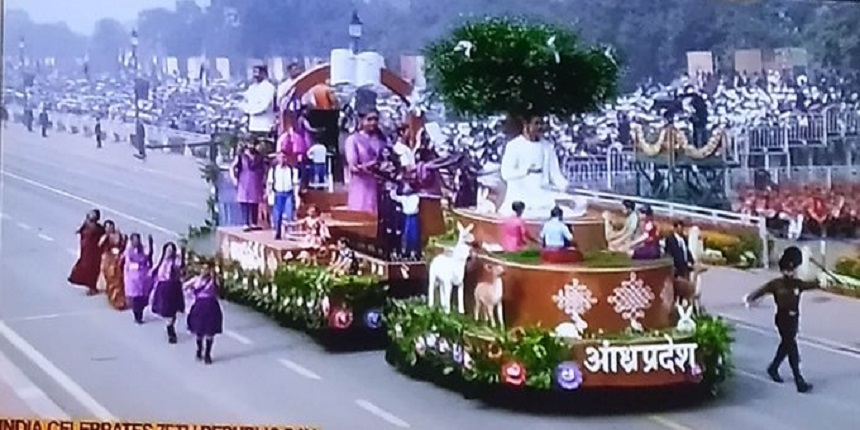 Andhra Pradesh tableau at Republic Day 2024. (Image: X/@PVSIVAKUMAR)