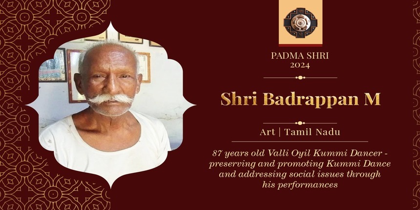 Badrappan chosen to receive the Padma Shri for his contributions to the field of art. (Image: X /@MyGovIndia)
