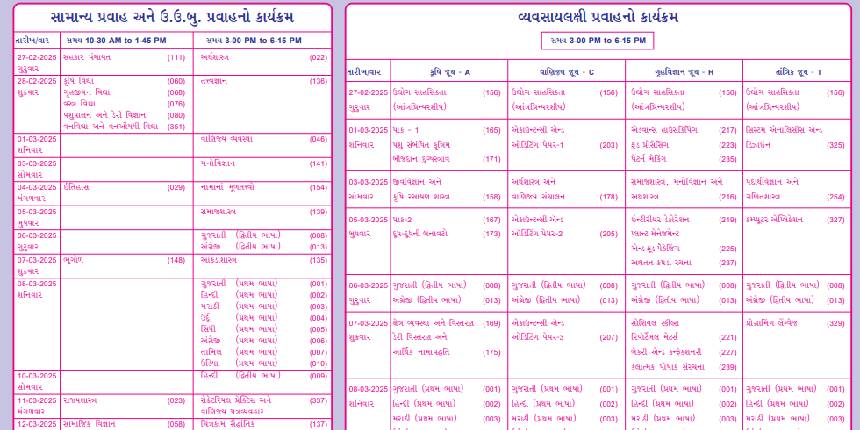 Gujarat Board Std 12 Commerce Time Table 2025 OUT, Check GSEB HSC Exam Dates Here