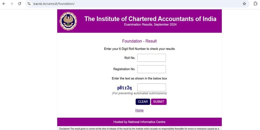 ICAI CA results 2024 out at icai.nic.in. (Image source: Official website)