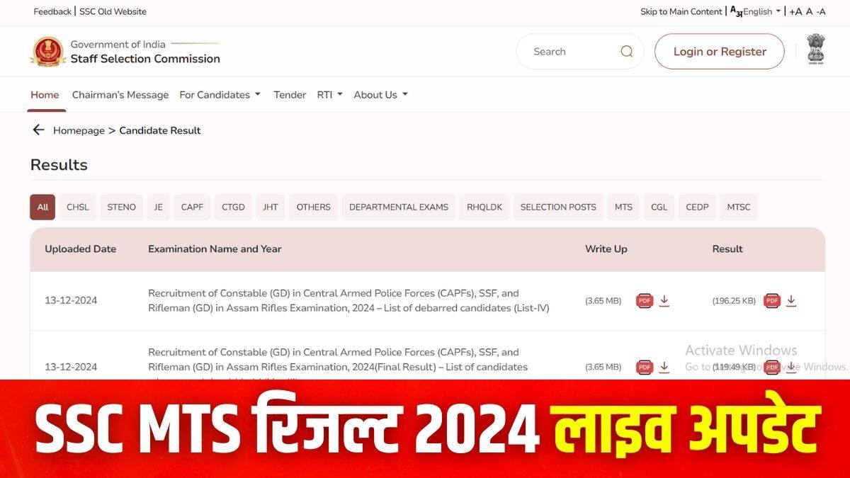 एमटीएस और हवलदार परीक्षा 30 सितंबर से 14 नवंबर 2024 तक आयोजित की गई थी। (इमेज-आधिकारिक वेबसाइट)