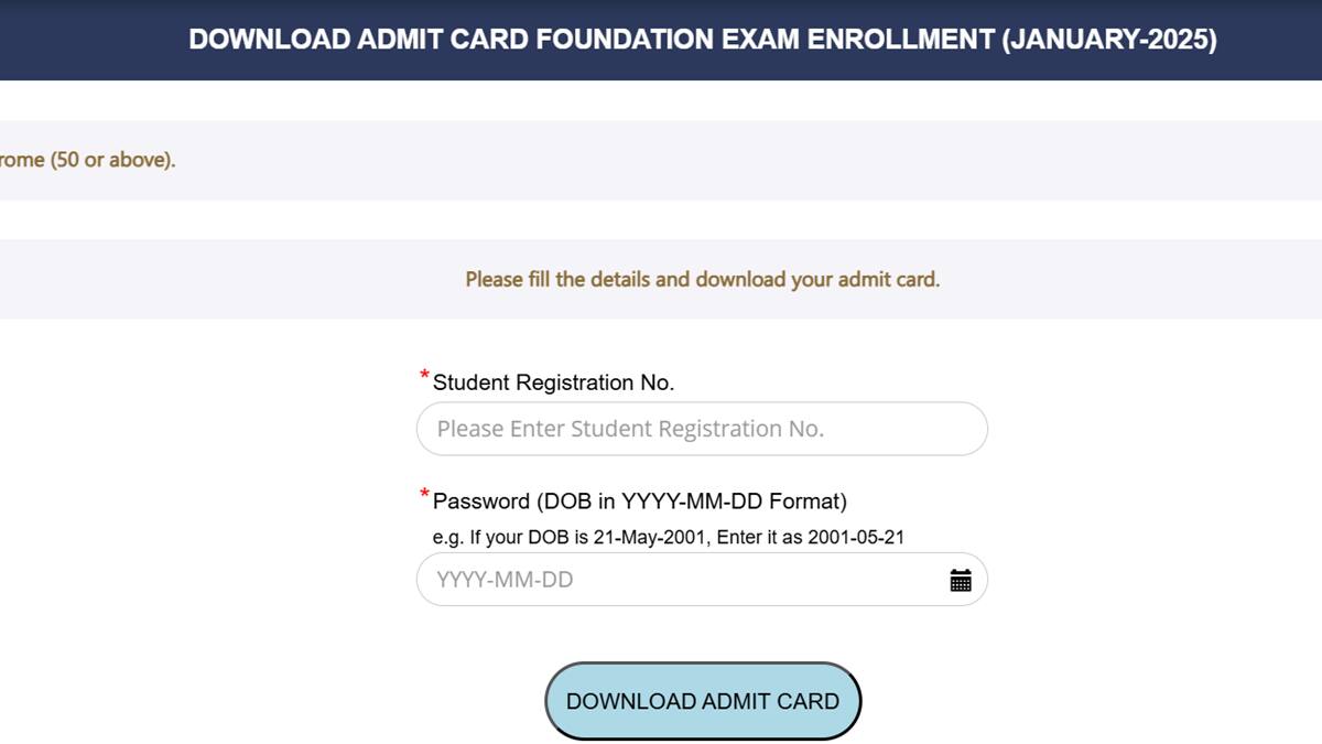 ICAI CA Foundation admit card 2025 out. (Image: Screengrab of official link)